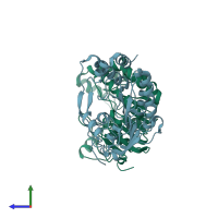 PDB entry 4r8r coloured by chain, side view.