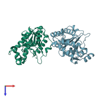 PDB entry 4r8r coloured by chain, top view.