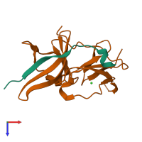 PDB entry 4r8t coloured by chain, top view.