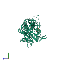 PDB entry 4r8v coloured by chain, side view.