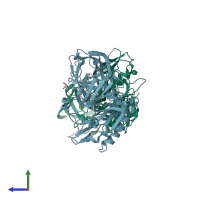 PDB entry 4r92 coloured by chain, side view.