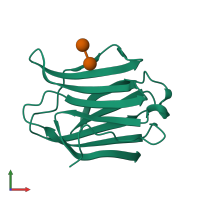 PDB entry 4r9a coloured by chain, front view.