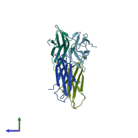 PDB entry 4r9h coloured by chain, side view.