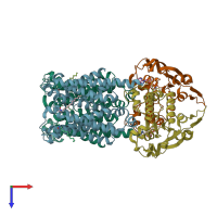 PDB entry 4r9u coloured by chain, top view.