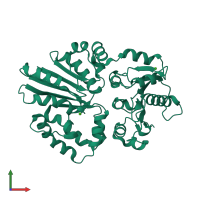 PDB entry 4r9v coloured by chain, front view.