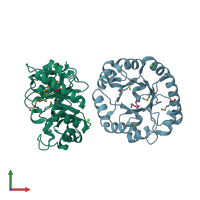 PDB entry 4r9x coloured by chain, front view.