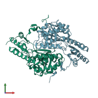 PDB entry 4rae coloured by chain, front view.