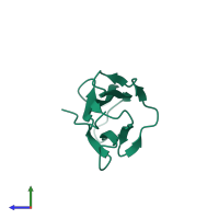 PDB entry 4rah coloured by chain, side view.