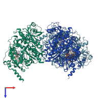 PDB entry 4ras coloured by chain, top view.