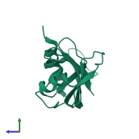PDB entry 4rat coloured by chain, side view.