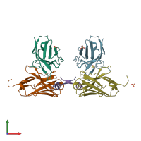 PDB entry 4rav coloured by chain, front view.