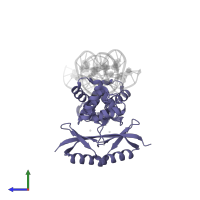 Ferric uptake regulation protein in PDB entry 4rb2, assembly 1, side view.