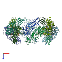 PDB entry 4rb4 coloured by chain, top view.