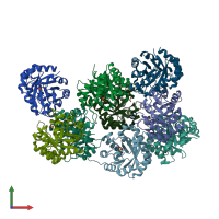 PDB entry 4rc1 coloured by chain, front view.