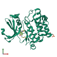 PDB entry 4rc3 coloured by chain, front view.