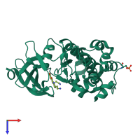 PDB entry 4rc4 coloured by chain, top view.