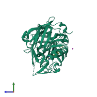 PDB entry 4rce coloured by chain, side view.