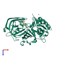 PDB entry 4rcf coloured by chain, top view.