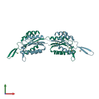 PDB entry 4rck coloured by chain, front view.