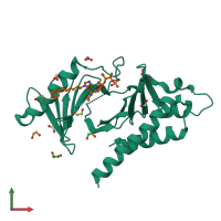 PDB entry 4rcp coloured by chain, front view.