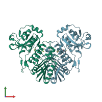 PDB entry 4rct coloured by chain, front view.