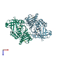 PDB entry 4rct coloured by chain, top view.