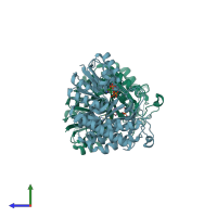 PDB entry 4rcv coloured by chain, side view.