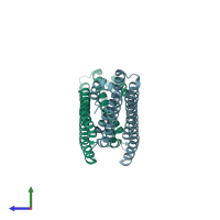 PDB entry 4rd9 coloured by chain, side view.