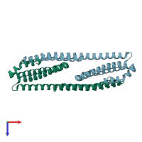 PDB entry 4rd9 coloured by chain, top view.