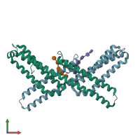 PDB entry 4rda coloured by chain, front view.