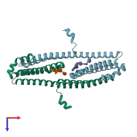 PDB entry 4rda coloured by chain, top view.