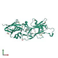 PDB entry 4rdb coloured by chain, front view.