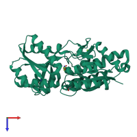 PDB entry 4rdc coloured by chain, top view.