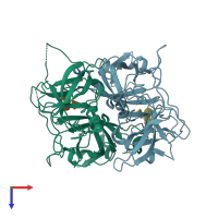 PDB entry 4rdk coloured by chain, top view.