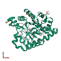 PDB entry 4re0 coloured by chain, front view.