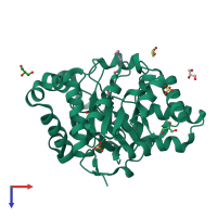 PDB entry 4re0 coloured by chain, top view.