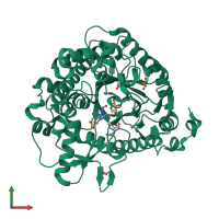 PDB entry 4re4 coloured by chain, front view.