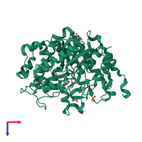 PDB entry 4re4 coloured by chain, top view.