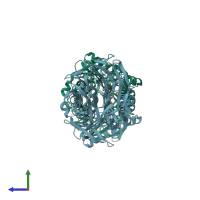 PDB entry 4re5 coloured by chain, side view.