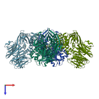 PDB entry 4re6 coloured by chain, top view.
