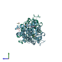 PDB entry 4re8 coloured by chain, side view.