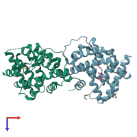 PDB entry 4re8 coloured by chain, top view.