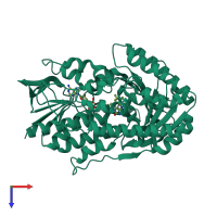 PDB entry 4rep coloured by chain, top view.