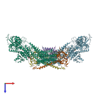PDB entry 4res coloured by chain, top view.