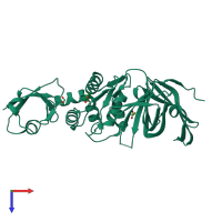 PDB entry 4rez coloured by chain, top view.