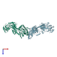 PDB entry 4rf6 coloured by chain, top view.