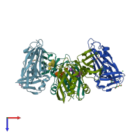 PDB entry 4rfb coloured by chain, top view.