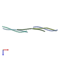 PDB entry 4rfx coloured by chain, top view.
