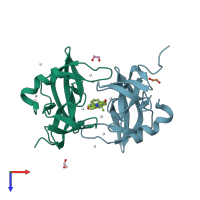 PDB entry 4rg2 coloured by chain, top view.