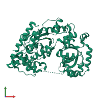 PDB entry 4rg8 coloured by chain, front view.